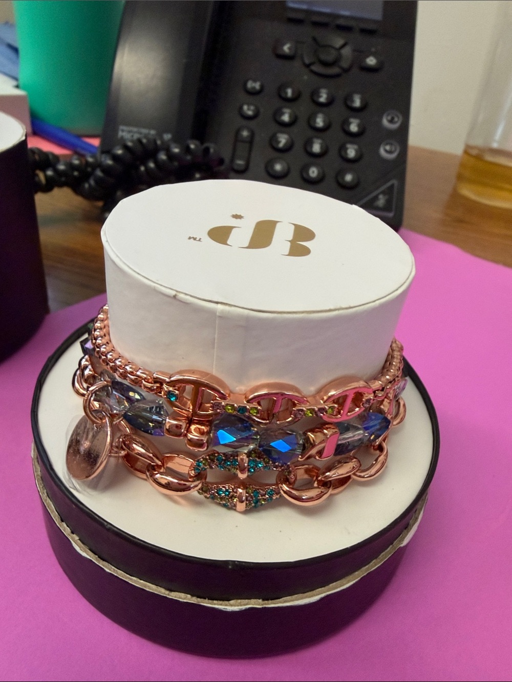Bomb Party Rose Gold Crystal Link Bracelet - Brand: (not visible)